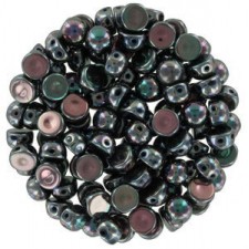 Czech 2-hole Cabochon beads 6mm Jet Full Apricot Medium